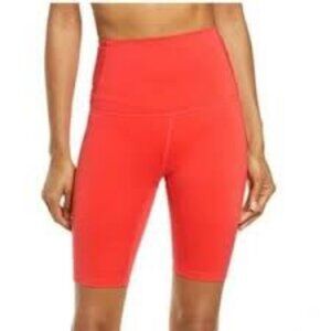 NWT Zella Studio Lite High Waist Pockets Hot Coral Bike Shorts S